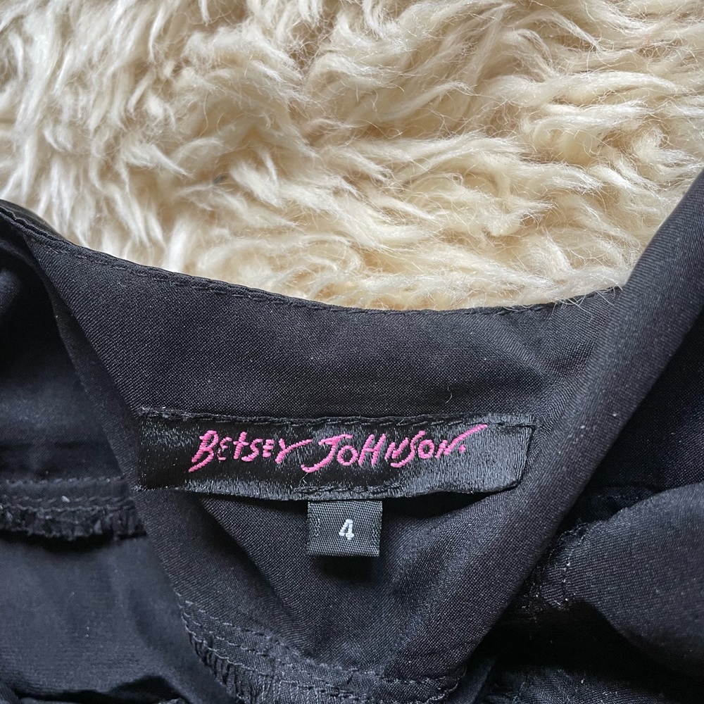 Vintage Betsey Johnson Y2K Silk charmeuse centerline ruched dress black holiday - Picture 8 of 8